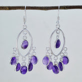 Katharina Purple Dangle Earrings with Gemstone Charm